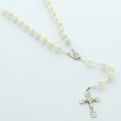 Palais du Rosaire Chapelet en argent avec grains en nacre^ Chapelet De Communion | Chapelet Nacre