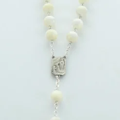 Palais du Rosaire Chapelet en argent avec grains en nacre^ Chapelet De Communion | Chapelet Nacre