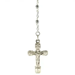 Palais du Rosaire Chapelet en argent avec grains de 4mm et coeur de Lourdes^ Chapelet De Lourdes | Chapelet Argent