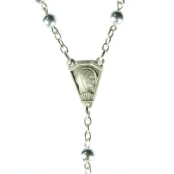 Palais du Rosaire Chapelet en argent avec grains de 4mm et coeur de Lourdes^ Chapelet De Lourdes | Chapelet Argent