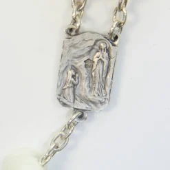 Palais du Rosaire Chapelet en argent avec grains en nacre^ Chapelet De Communion | Chapelet Nacre