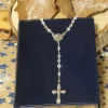 Palais du Rosaire Chapelet en argent avec véritables perles swarovski de 5 mm^ Chapelet De Lourdes | Chapelet Cristal
