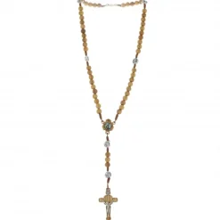 Palais du Rosaire Chapelet en bois d'olivier avec médailles religieuses^ Chapelet Corde | Chapelet Bois