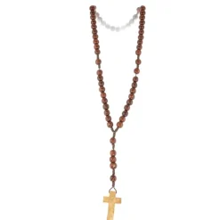 Palais du Rosaire Chapelet en corde avec grains en bois foncé de 12mm et croix en bois d'olivier^ Chapelet Corde