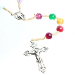 Palais du Rosaire Chapelet en corde et pierre véritable de 8mm^ Chapelet De La Vierge Miraculeuse | Chapelet Corde