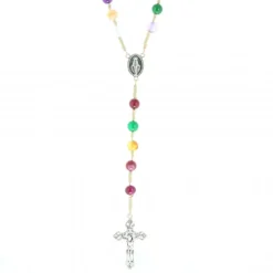 Palais du Rosaire Chapelet en corde et pierre véritable de 8mm^ Chapelet De La Vierge Miraculeuse | Chapelet Corde