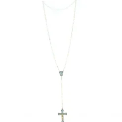 Palais du Rosaire Chapelet en Cristal de Bohême coeur et croix émail bleu^ Chapelet Cristal