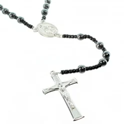 Palais du Rosaire Chapelet en hématite 7mm Incassable avec fermoir et croix en métal^ Chapelet Métal | Chapelet Pierre