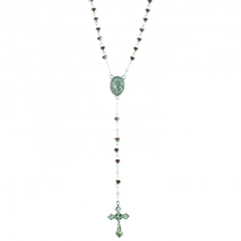 Palais du Rosaire Chapelet en métal avec des petits coeurs émaillés^ Chapelet Métal