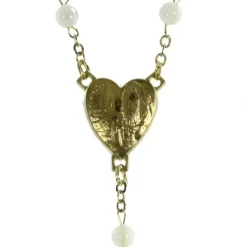 Palais du Rosaire Chapelet en nacre avec coeur de l'Apparitionn de Lourdes doré^ Chapelet Nacre