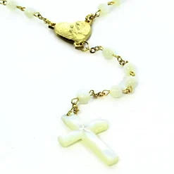 Palais du Rosaire Chapelet en nacre avec coeur de l'Apparitionn de Lourdes doré^ Chapelet Nacre