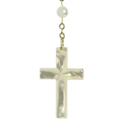 Palais du Rosaire Chapelet en nacre avec coeur de l'Apparitionn de Lourdes doré^ Chapelet Nacre