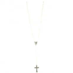 Palais du Rosaire Chapelet en nacre perle ovale 5x8mm coeur argenté Notre-Dame de Lourdes^ Chapelet Nacre