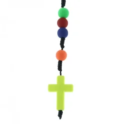 Palais du Rosaire Chapelet en Perles Multicolores et Croix Fluo^Enfant Chapelet Corde | Chapelet Pour Enfant