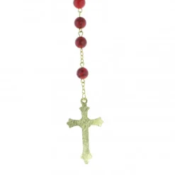 Palais du Rosaire Chapelet en pierres corail avec chaîne dorée et boîte^ Chapelet De La Vierge Miraculeuse | Chapelet Pierre