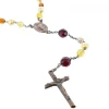 Palais du Rosaire Chapelet en verre tons ambres avec coeur Vierge Miraculeuse et perles violettes^ Chapelet De La Vierge Miraculeuse | Chapelet Verre