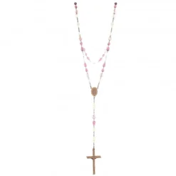 Palais du Rosaire Chapelet en verre tons violets avec coeur Vierge Miraculeuse et perles blanches^ Chapelet De La Vierge Miraculeuse | Chapelet Verre