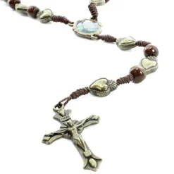 Palais du Rosaire Chapelet Ex Voto en corde et bois marron^ Chapelet De Lourdes | Chapelet Métal