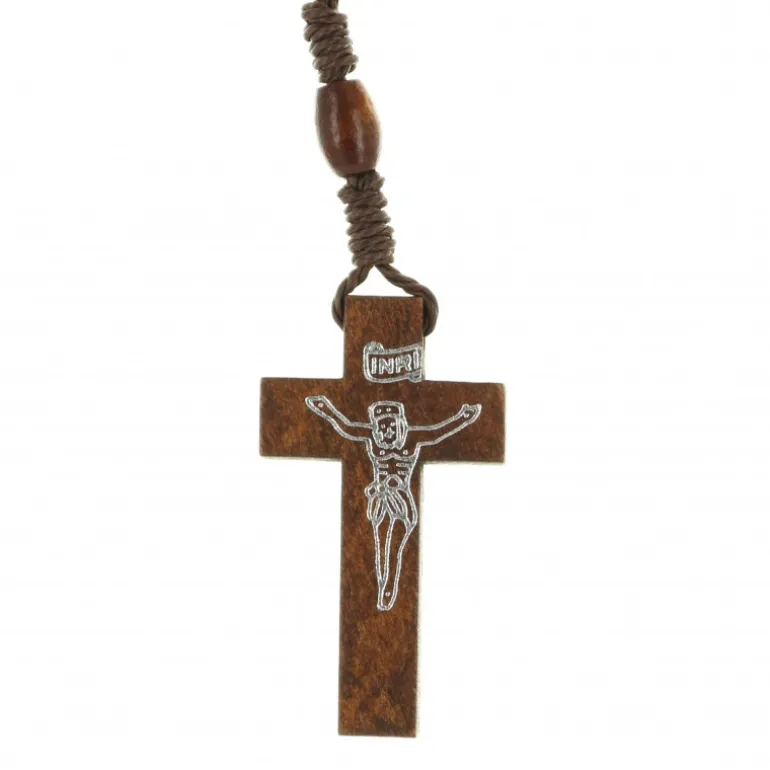 Palais du Rosaire Chapelet Marie qui défait les noeuds, grains bois sur corde avec boite décorée^ Chapelet Corde | Chapelet Bois