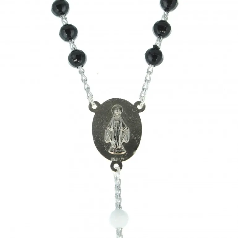 Palais du Rosaire Chapelet Notre Dame de Loreto en résine noir et blanc^ Autre Chapelet De Devotion | Chapelet Résine