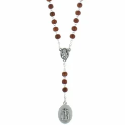 Palais du Rosaire Chapelet Notre Dame des 7 douleurs en bois marron avec prière^ Chapelet Bois