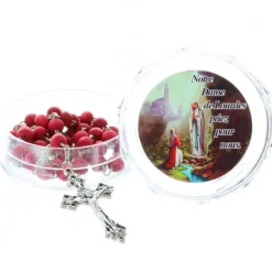 Palais du Rosaire Chapelet parfumé à la rose en boîte avec une prière^ Chapelet Bois | Chapelet De Lourdes