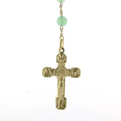 Palais du Rosaire Chapelet plaqué or avec grains en pierre Aventurine^ Chapelet Pierre | Chapelet Plaqué Or