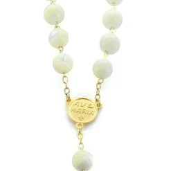 Palais du Rosaire Chapelet plaqué or avec grains de nacre^ Chapelet De Lourdes | Chapelet Nacre