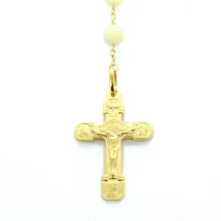 Palais du Rosaire Chapelet plaqué or avec grains de nacre^ Chapelet De Lourdes | Chapelet Nacre