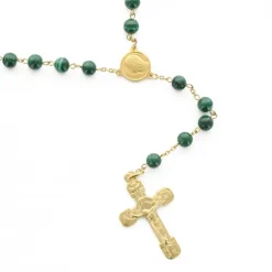 Palais du Rosaire Chapelet plaqué or avec grains en pierre malachite^ Chapelet De Lourdes | Chapelet Pierre