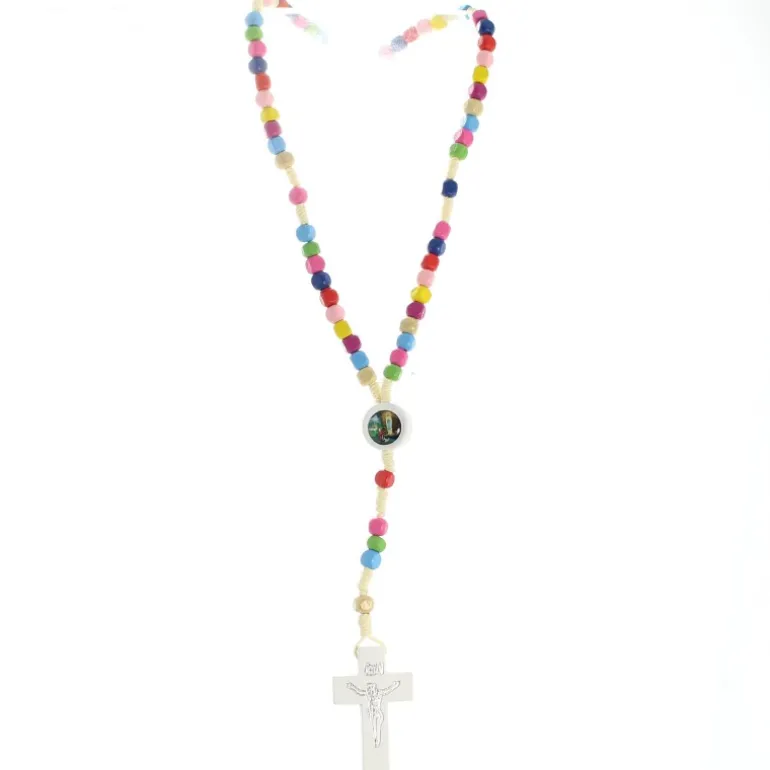 Palais du Rosaire Chapelet pour enfant en bois corde et bois cubique^Enfant Chapelet Corde | Chapelet Bois