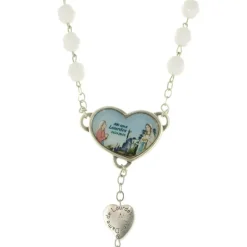 Palais du Rosaire Chapelet souvenir des 160 ans de Lourdes en verre blanc en boite^ Chapelet Verre | Chapelet De Lourdes