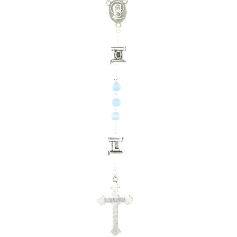 Palais du Rosaire Chapelet verre bleu paters lettres LOURDES^ Chapelet Verre