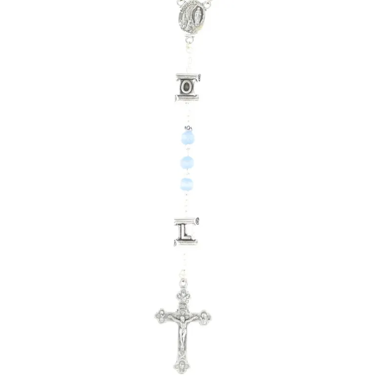 Palais du Rosaire Chapelet verre bleu paters lettres LOURDES^ Chapelet Verre