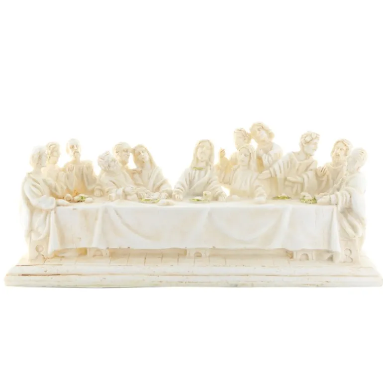 Palais du Rosaire Cène en résine blanche sans socle de 25x10cm^ Pâques