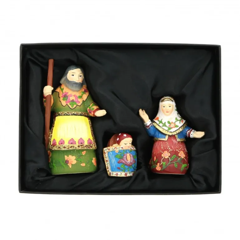 Palais du Rosaire Coffret de trois personnages de crèche style Poupée Russe^ Crèche | Statue De La Sainte Famille
