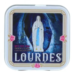 Palais du Rosaire Coffret gourmand, boîte Immaculée Conception et caramels à la Myrtille 45g^ Coffret Gourmand Lourdes