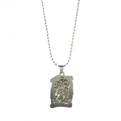 Palais du Rosaire Collier avec médaille Parchemin d'Apparition et Saint Christophe en métal^ Collier Fantaisie