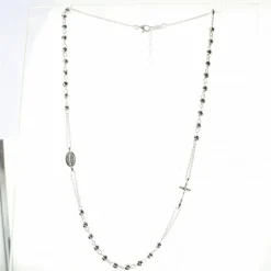 Palais du Rosaire Collier chapelet en argent avec une Médaille de la Vierge Miraculeuse, un crucifix et 3 dizaines de grains facettés 4mm^ Collier En Argent | Chapelet Argent
