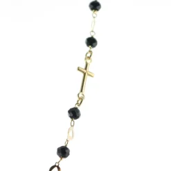 Palais du Rosaire Collier chapelet en argent doré avec croix noire et médaille miraculeuse^ Collier En Argent