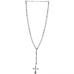 Palais du Rosaire Collier Chapelet Inox avec grains argentés^ Collier Fantaisie