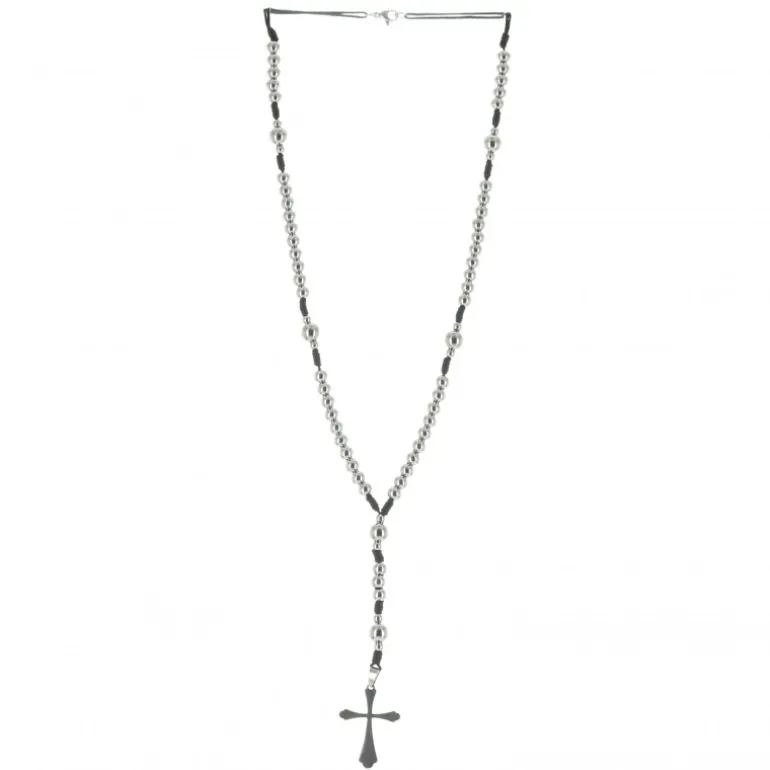 Palais du Rosaire Collier Chapelet Inox avec grains argentés^ Collier Fantaisie