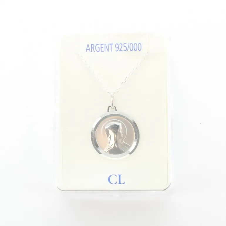 Palais du Rosaire Collier en argent avec médaille de la Vierge Marie de 20mm^ Collier En Argent | Médaille De La Vierge