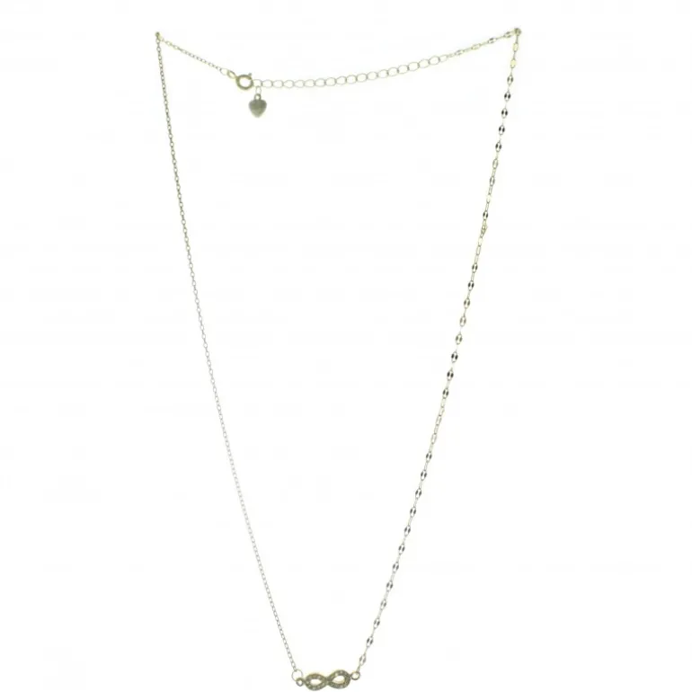 Palais du Rosaire Collier en Argent Doré et Chaînes Asymétriques symbole Infini avec Strass^ Collier En Plaqué Or