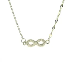 Palais du Rosaire Collier en Argent Doré et Chaînes Asymétriques symbole Infini avec Strass^ Collier En Plaqué Or