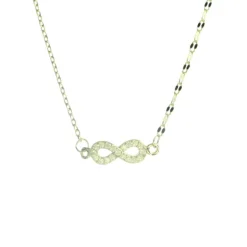 Palais du Rosaire Collier en Argent Doré et Chaînes Asymétriques symbole Infini avec Strass^ Collier En Plaqué Or