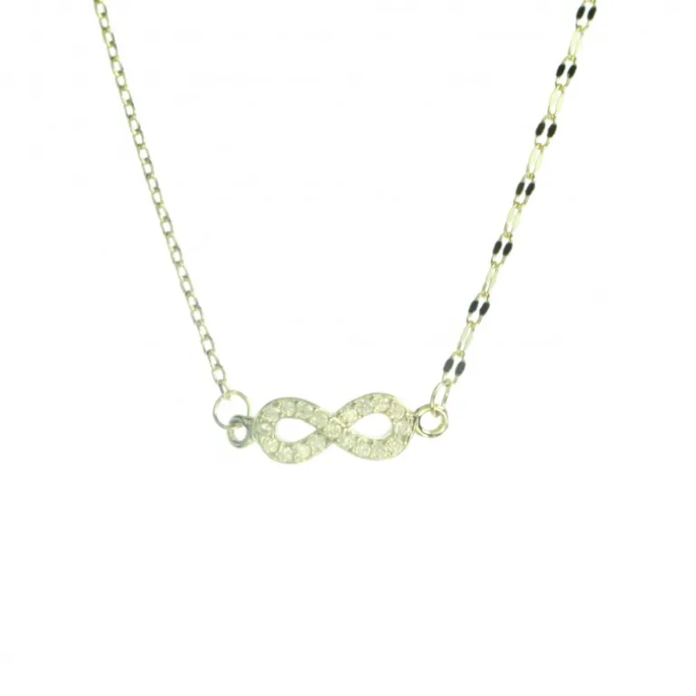 Palais du Rosaire Collier en Argent Doré et Chaînes Asymétriques symbole Infini avec Strass^ Collier En Plaqué Or