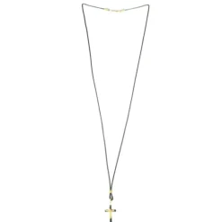 Palais du Rosaire Collier en corde avec croix en hématite et Christ doré^ Collier Fantaisie