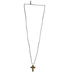 Palais du Rosaire Collier en corde et croix en bois d'érable de 2,5cm^ Collier Fantaisie
