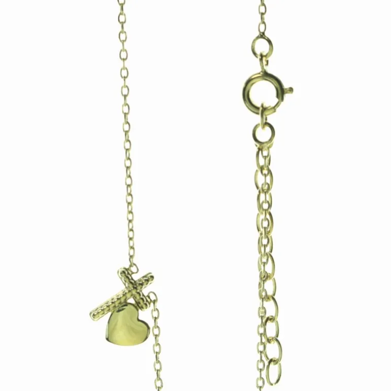 Palais du Rosaire Collier en Plaqué Or Croix et Coeur^ Collier En Plaqué Or